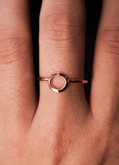 Mini Circle Ring, Solid 14K Rose Gold