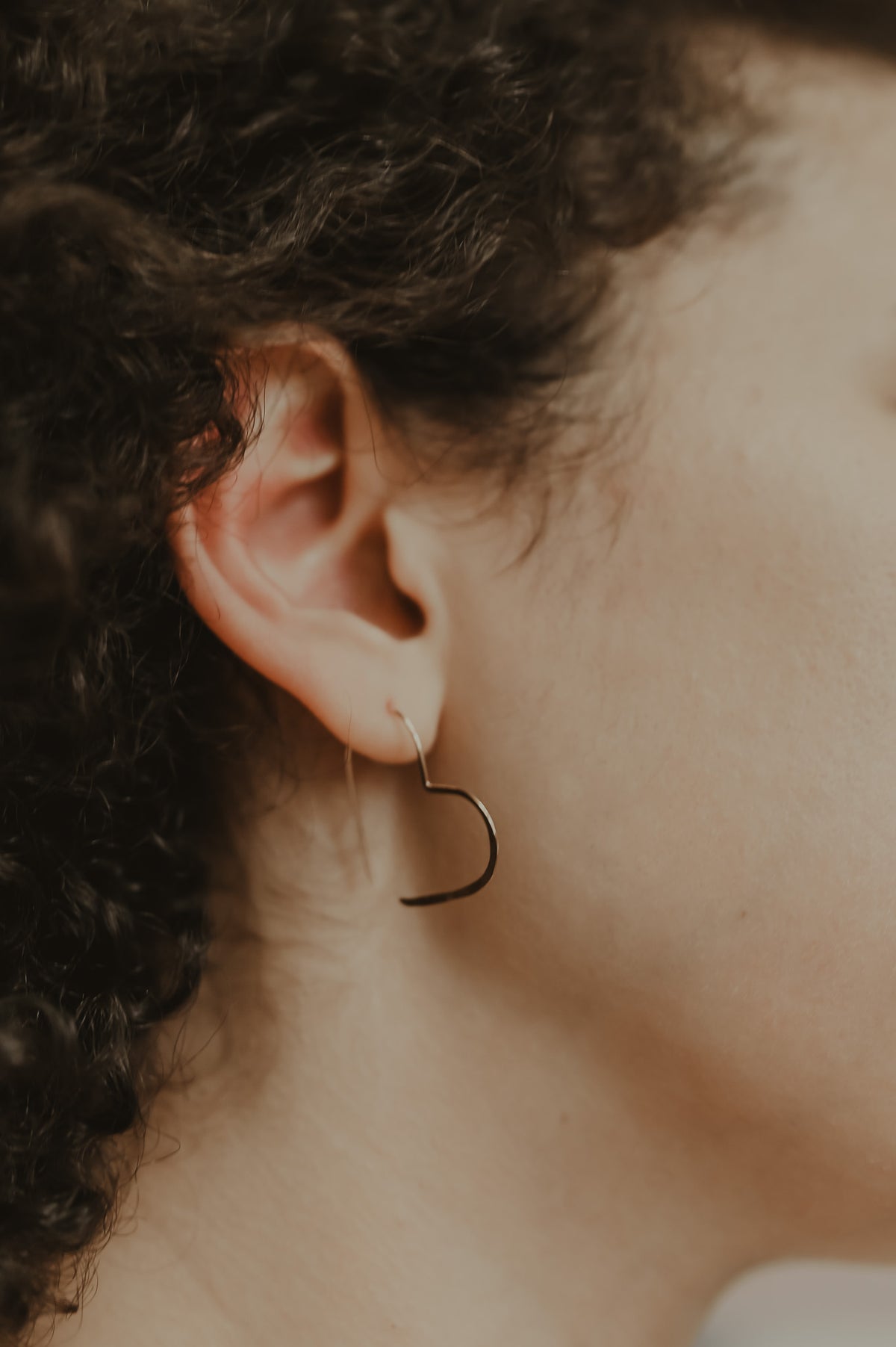 Heart Threader Hoop Earrings, Gold Fill, Rose Gold Fill or Sterling Silver