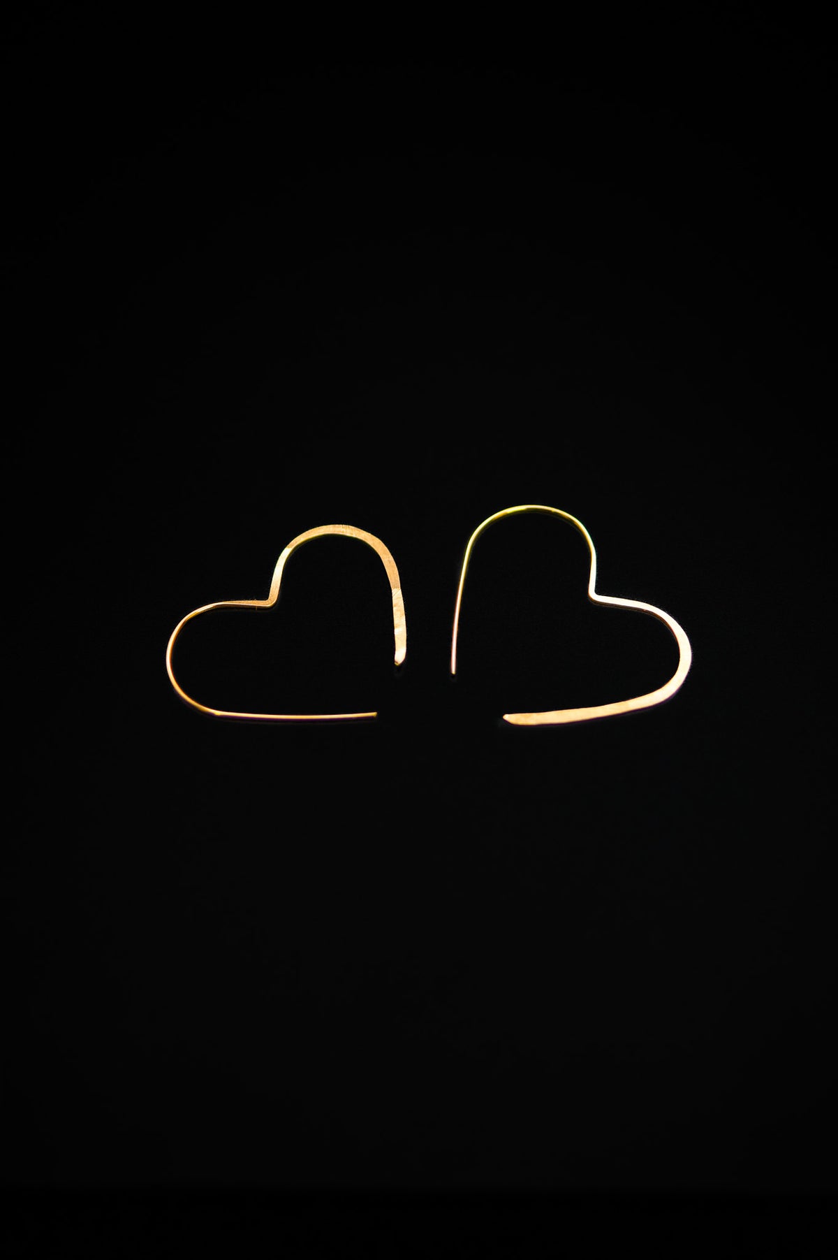 Heart Threader Hoop Earrings, Gold Fill, Rose Gold Fill or Sterling Silver
