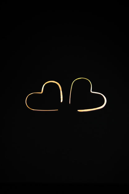 Heart Threader Hoop Earrings, Gold Fill, Rose Gold Fill or Sterling Silver