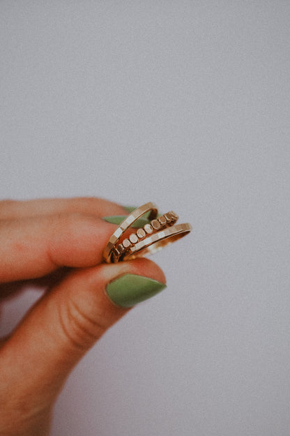 The Everyday Mini Bead Set of 3 Stacking Rings, Gold Fill or Rose Gold Fill
