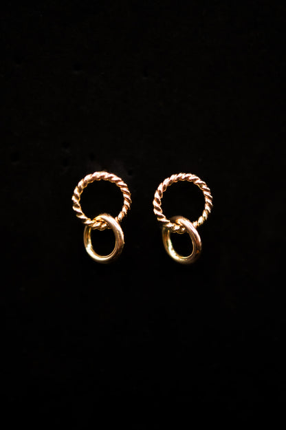 Mixed Texture Link Stud Earrings, Gold Fill, Rose Gold Fill, or Sterling Silver