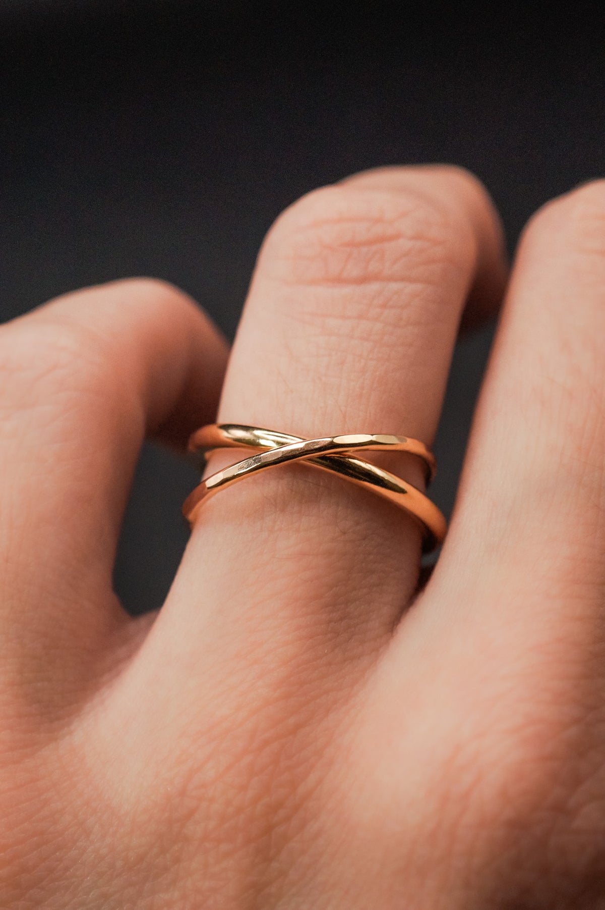 Asymmetrical Interlocking Ring, 14K Solid Gold