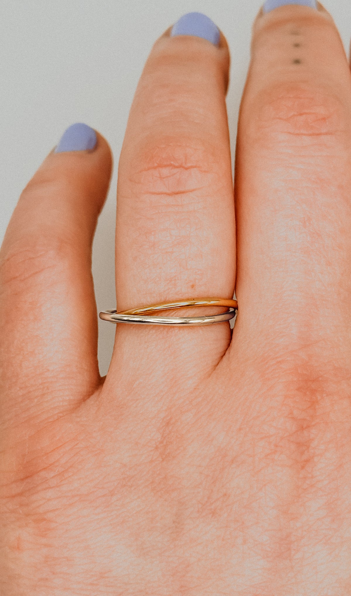Thin Interlocking Set of 2 Rings, Solid Mixed Metals