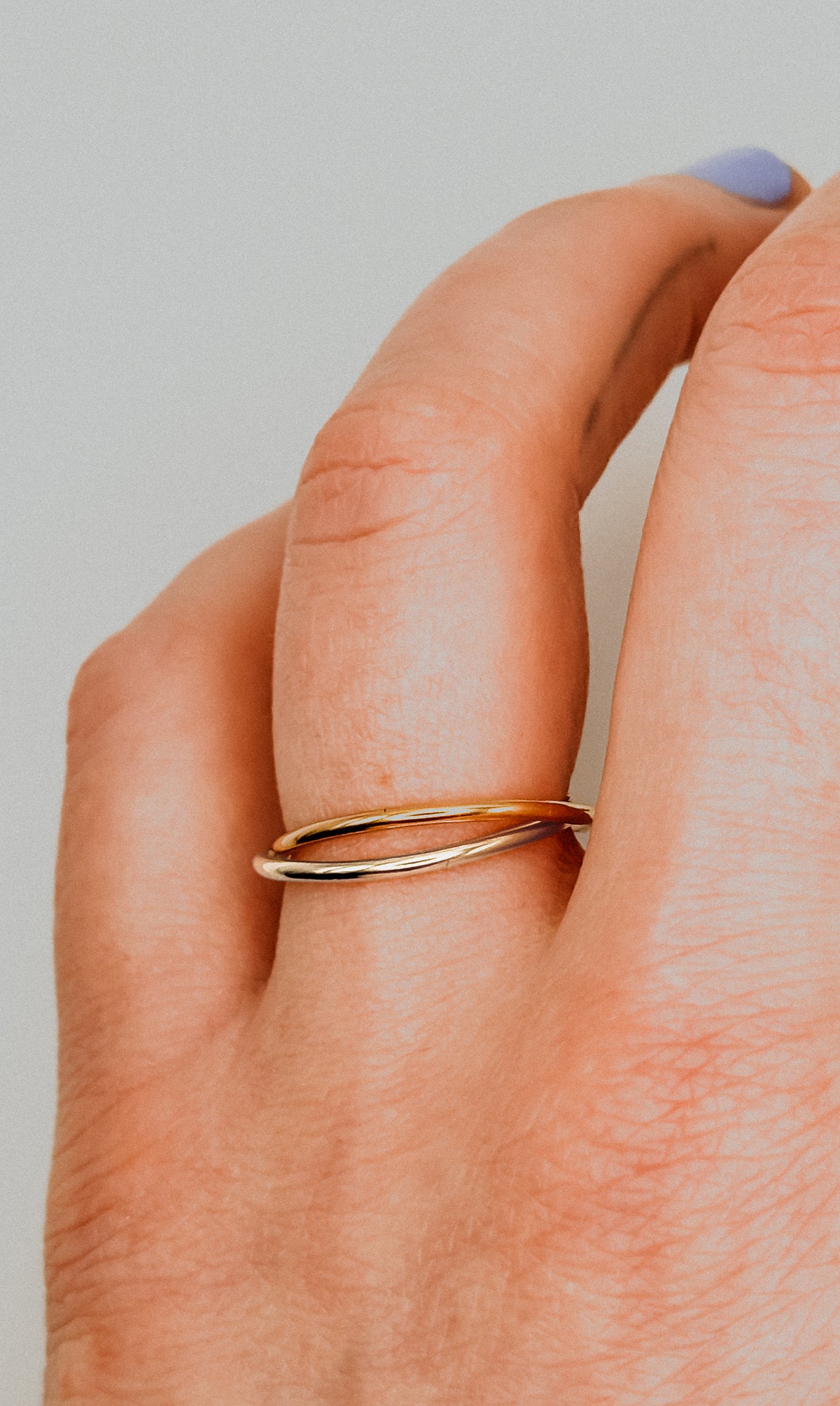 Thin Interlocking Set of 2 Rings, Solid Mixed Metals