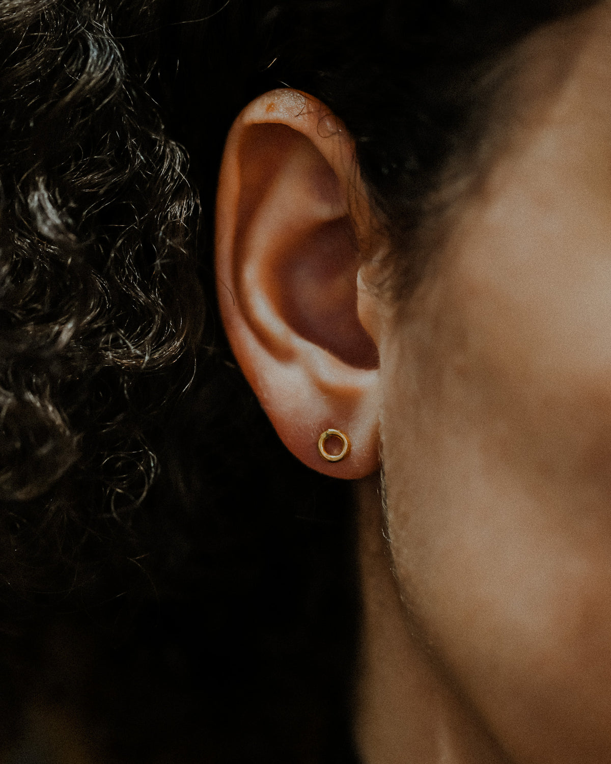 Mini Open Circle Stud Earrings in Solid Gold or Rose Gold