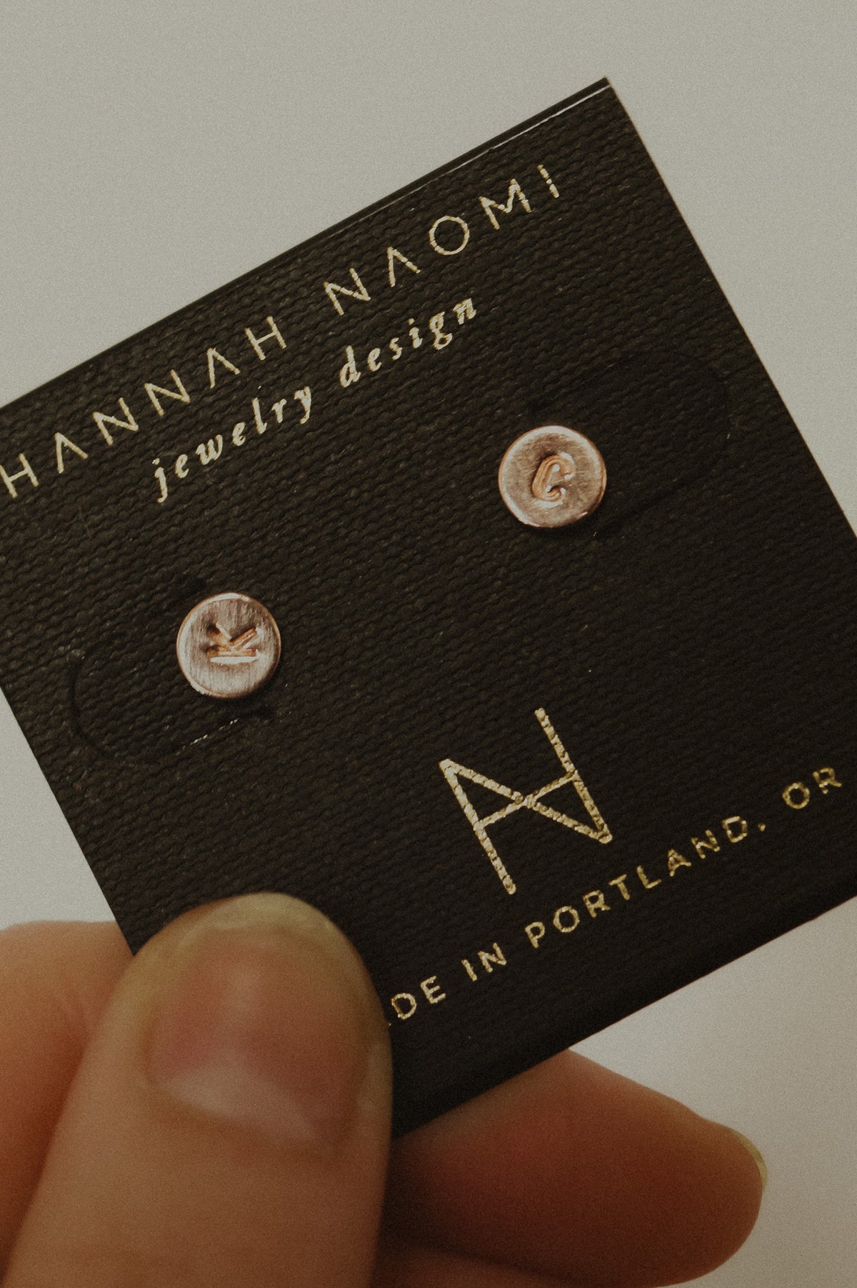 Monogram Dot Stud Earrings in 14K Rose Gold Fill
