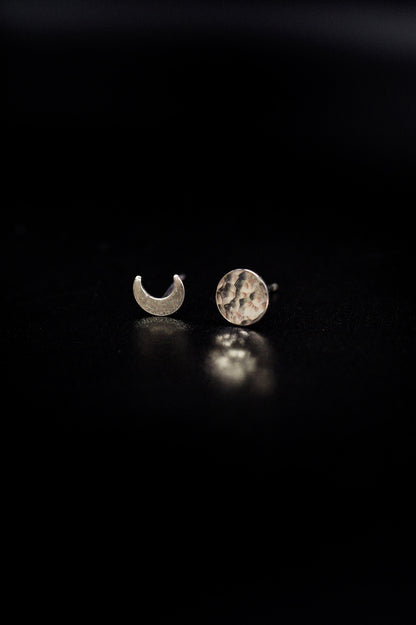 Moon Phase Stud Earrings Set of 2