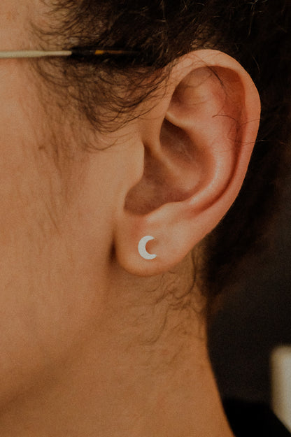 Moon Flat Back Stud Earring