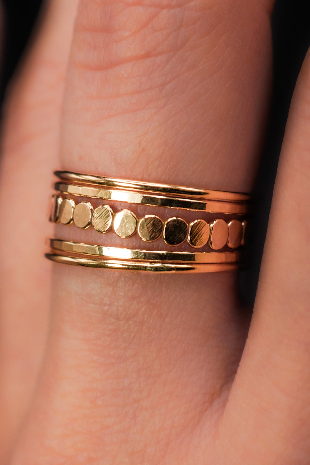 The Classic Bead Set of 5 Stacking Rings, Gold Fill, Rose Gold Fill or Sterling Silver