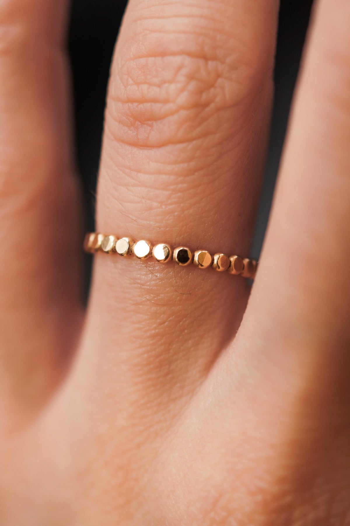 Mini Bead Ring, Solid 14K Gold