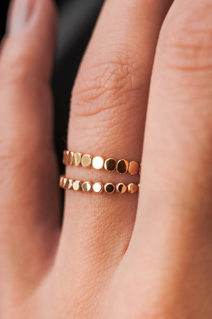 Mini Bead Ring, Solid 14K Gold