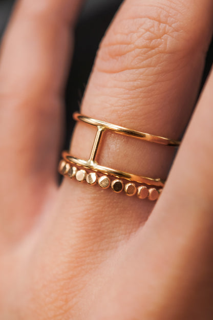 Mini Cage Set of 2 Stacking Rings, Gold Fill, Rose Gold Fill or Sterling Silver