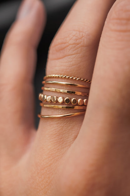 The Classic Mini Bead Set of 5 Stacking Rings, Gold Fill, Rose Gold Fill or Sterling Silver