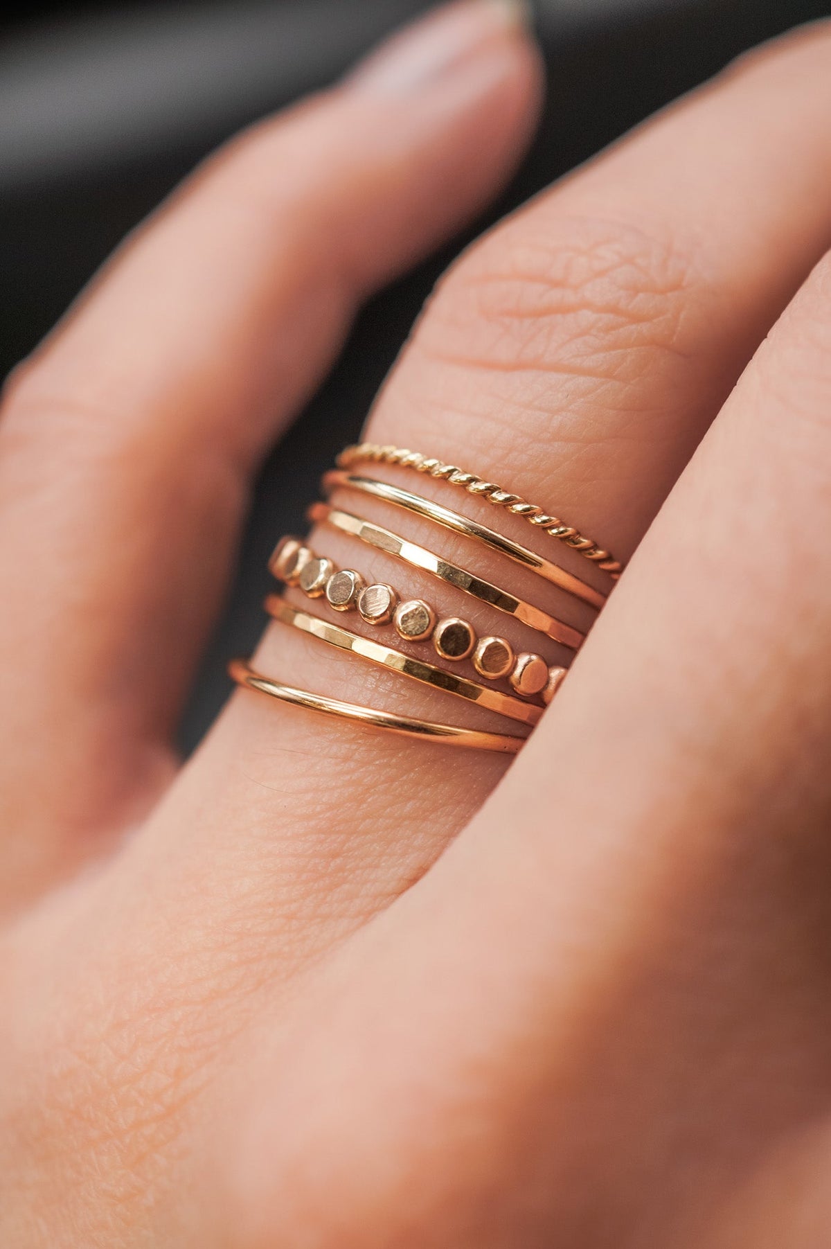 Mini Bead Ring, Solid 14K Gold