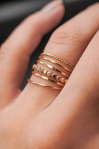 Mini Bead Ring, Solid 14K Gold