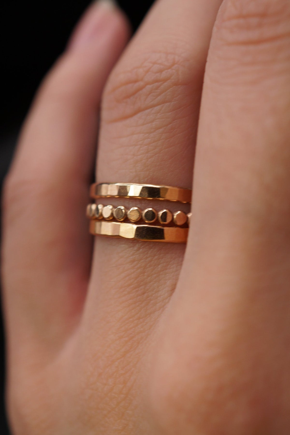 Mini Bead Ring, Solid 14K Gold