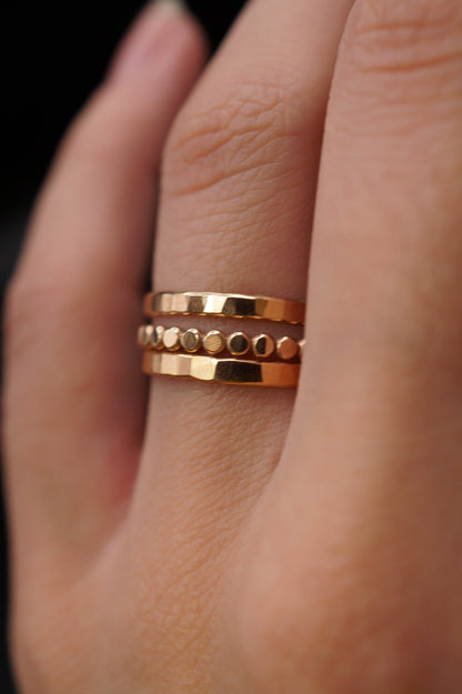 Mini Bead Ring, Solid 14K Gold
