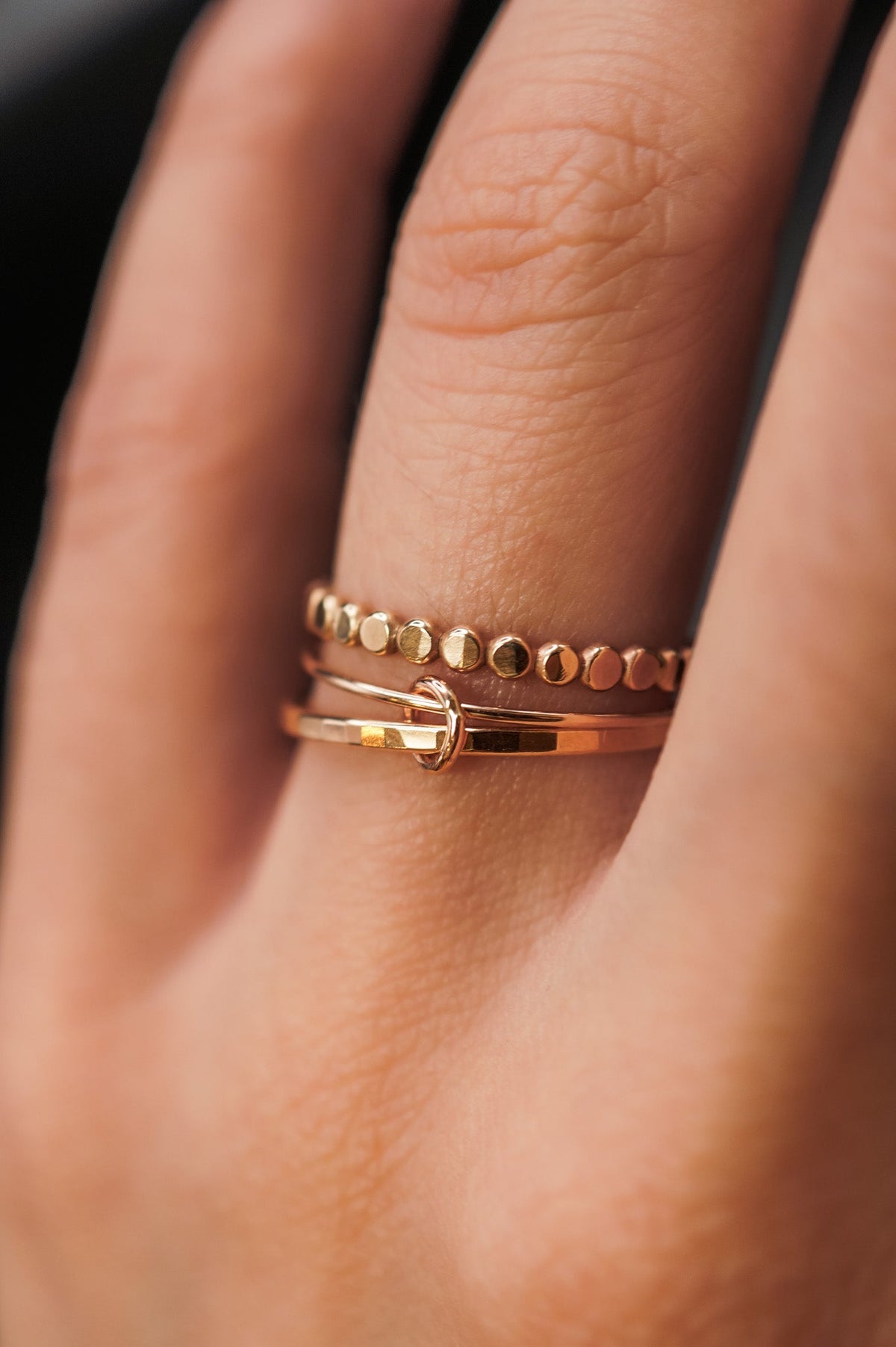 Mini Bead Ring, Solid 14K Gold