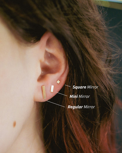 Mirror Stud Earrings, Gold Fill, Rose Gold Fill, or Sterling Silver