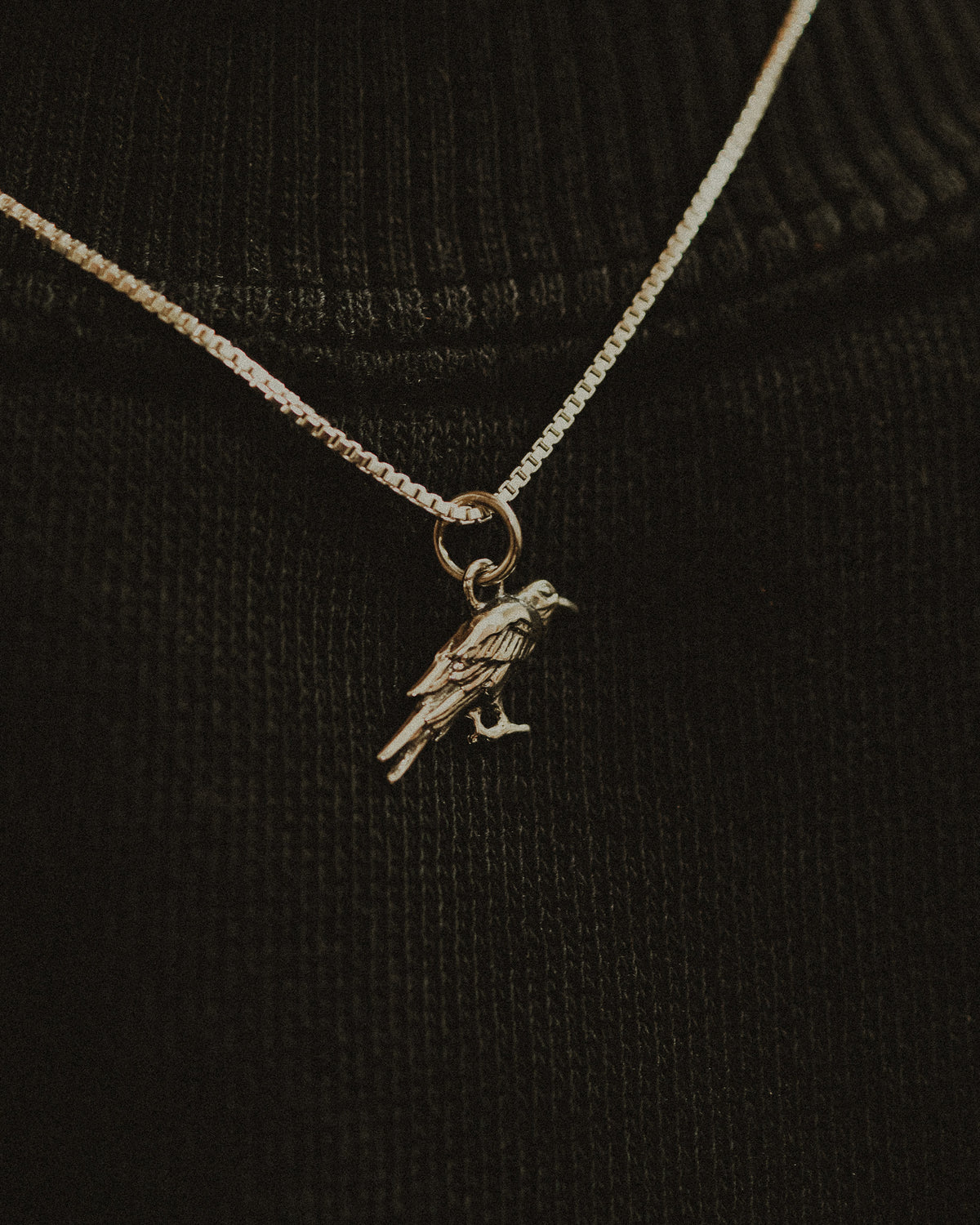 Crow Charm, Sterling Silver