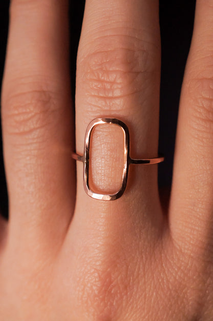Rectangle Ring, 14K Rose Gold Fill
