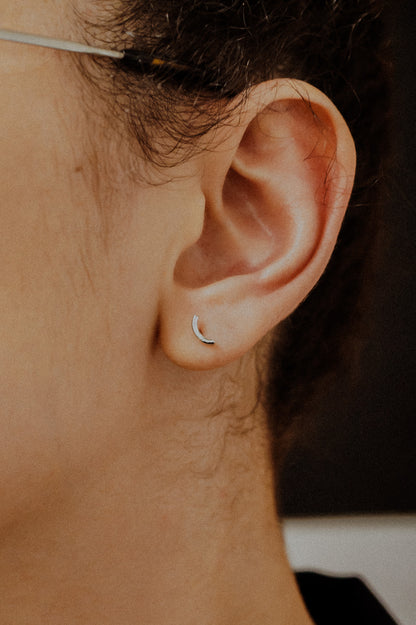 Tiny Arc Stud Earrings, Gold Fill, Rose Gold Fill or Sterling Silver