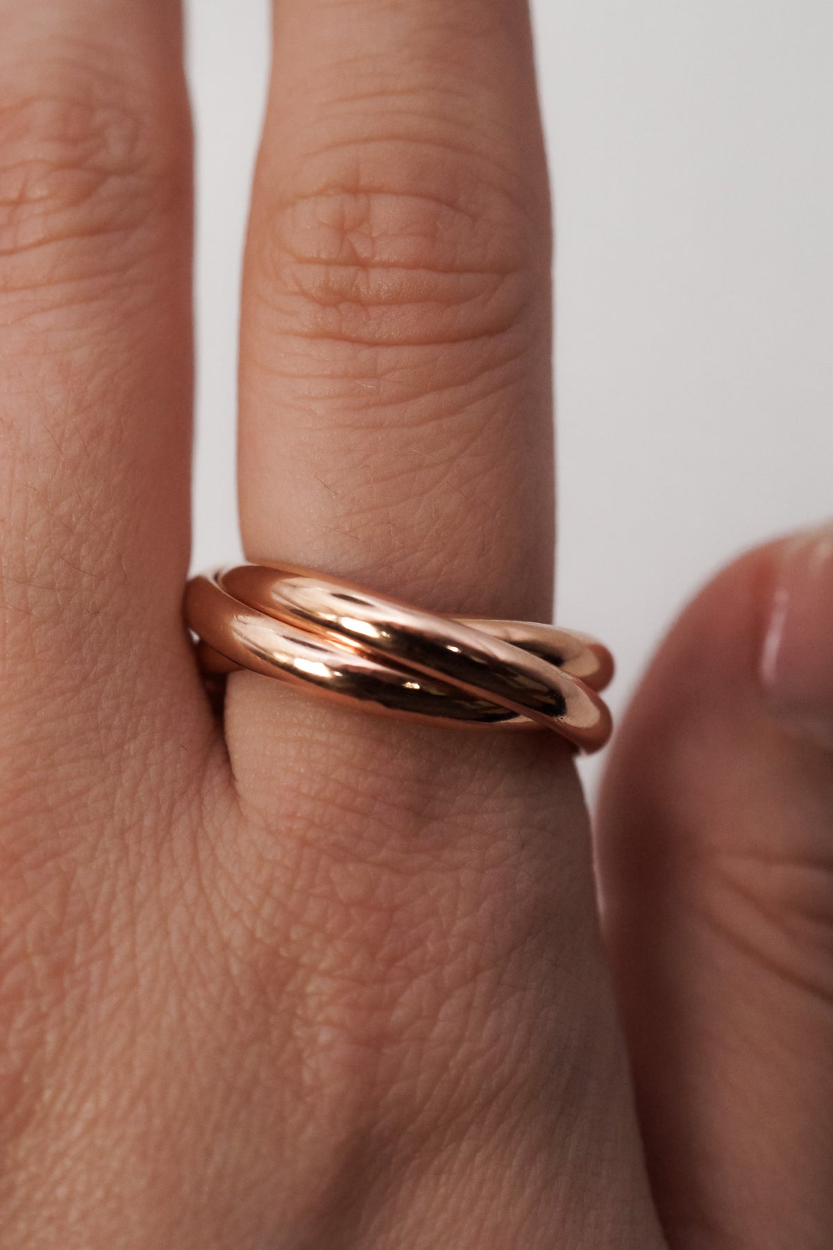 Chunky Interlocking Ring Set of 3, 14K Solid Rose Gold