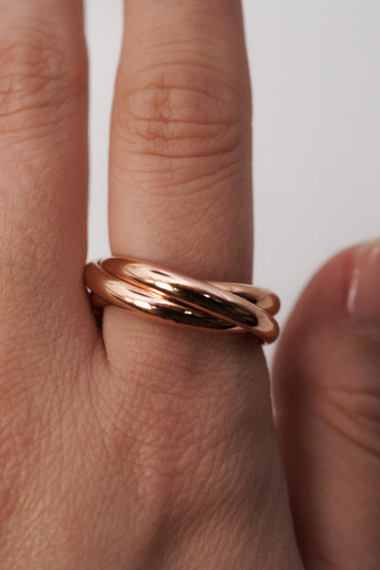 Chunky Interlocking Ring Set of 3, 14K Solid Rose Gold