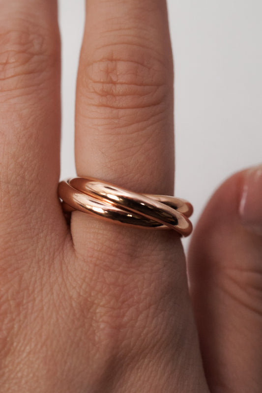 Chunky Interlocking Ring Set of 3, 14K Solid Rose Gold