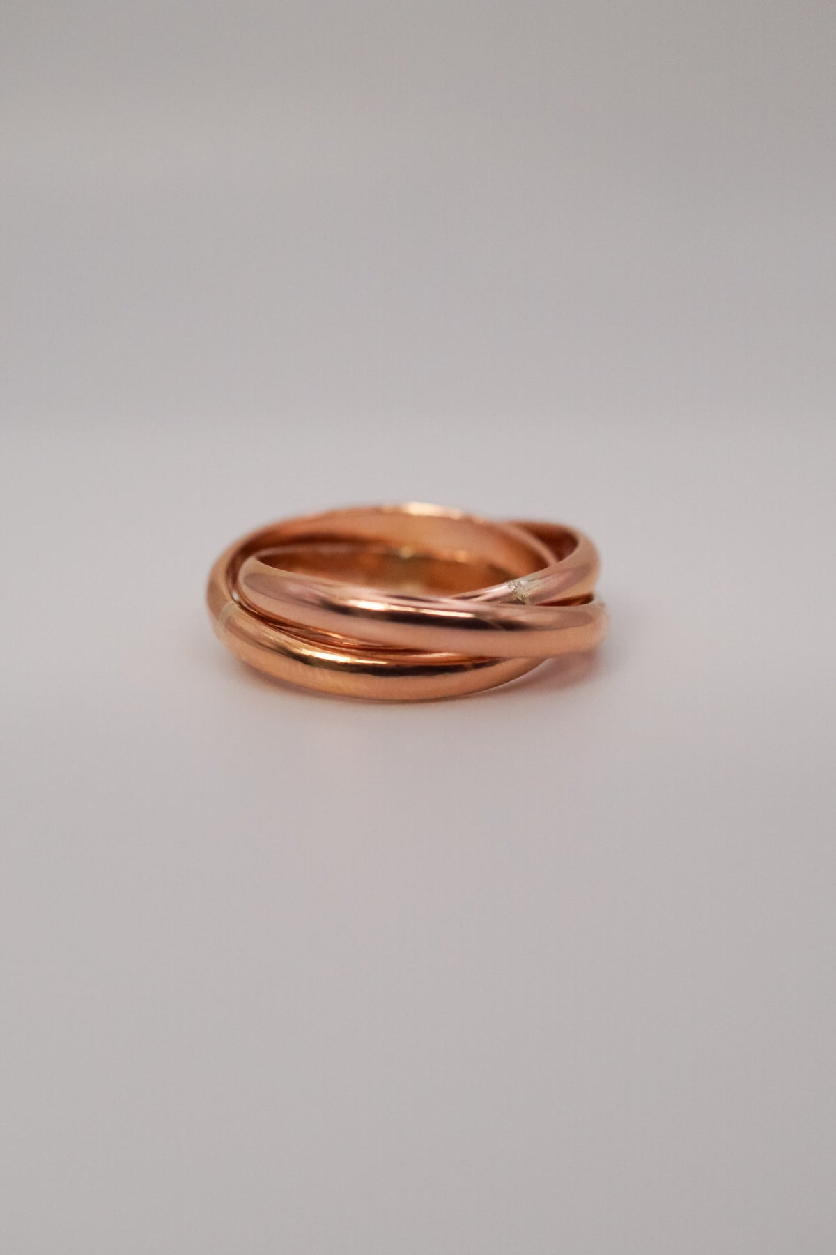 Chunky Interlocking Ring Set of 3, 14K Solid Rose Gold