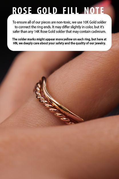 Twist Teardrop Set of 2 Stacking Rings in Gold, Rose Gold or Silver