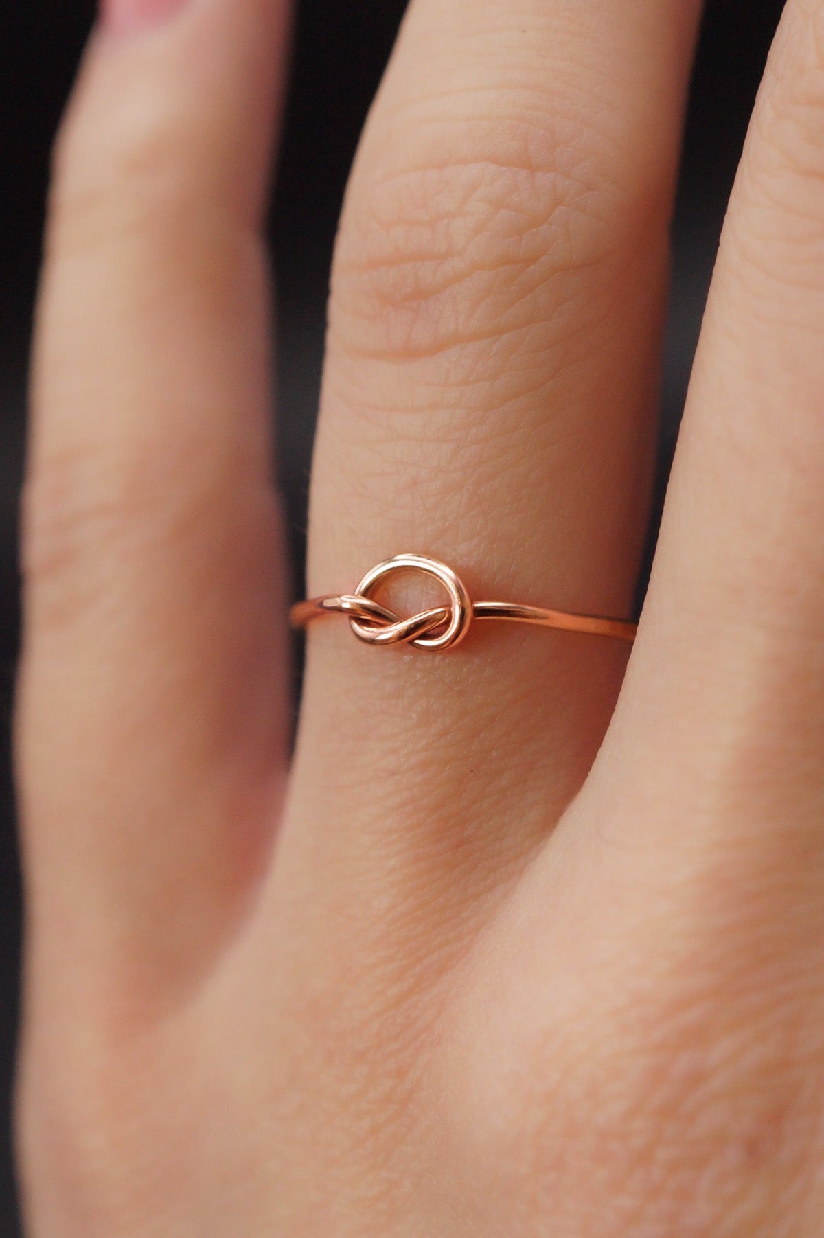 Open Knot Ring, Solid 14K Rose Gold