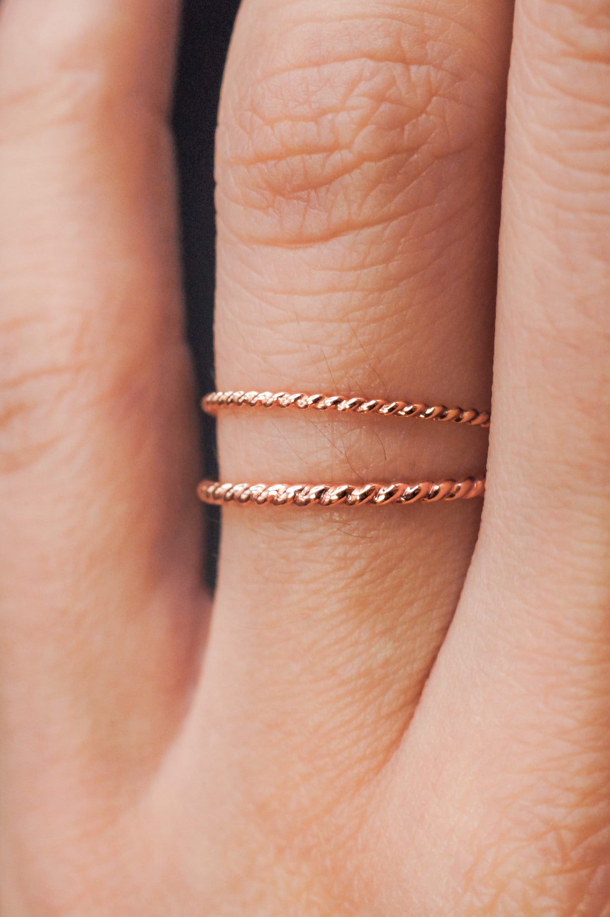 Twist Ring, Solid 14K Rose Gold