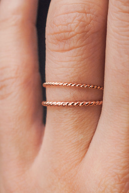 Twist Ring, Solid 14K Rose Gold