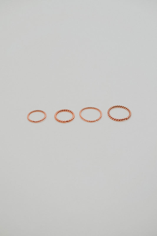 Twist Huggie Hoop Earring in Solid 14K Rose Gold