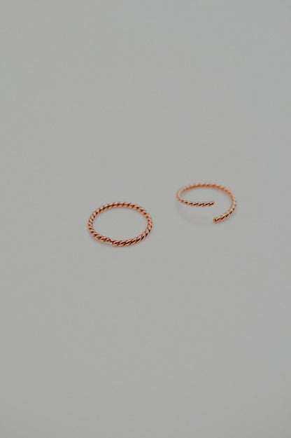 Twist Huggie Hoop Earring in Solid 14K Rose Gold