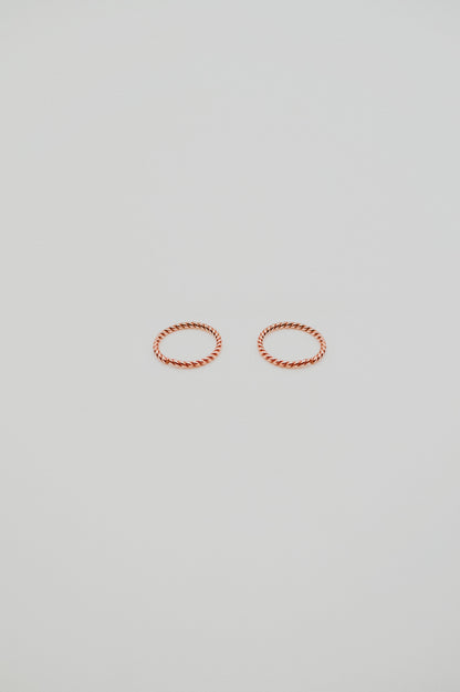 Twist Huggie Hoop Earring in Solid 14K Rose Gold