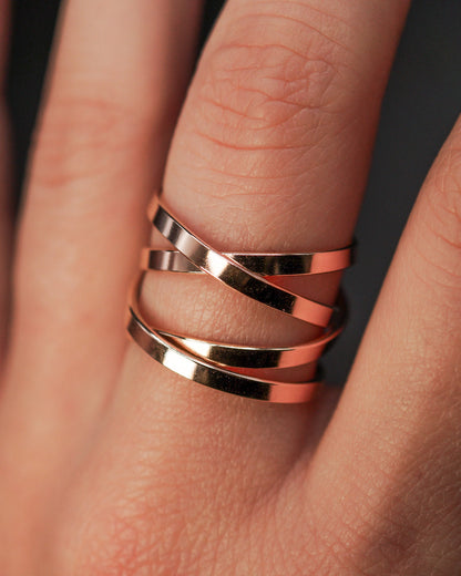 Ribbon Wraparound Ring, Solid 14K Rose Gold
