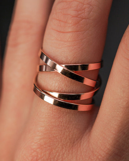 Ribbon Wraparound Ring, Solid 14K Rose Gold