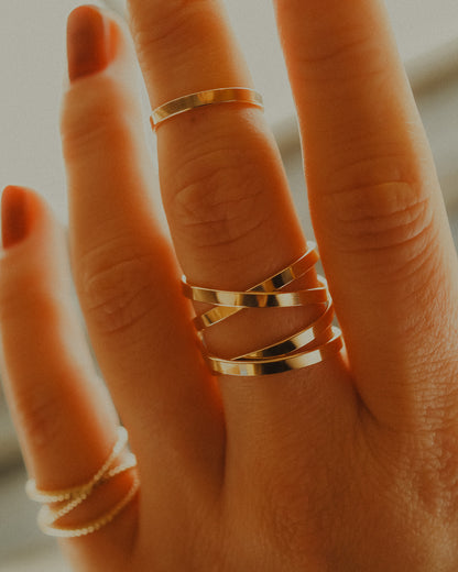 Ribbon Wraparound Ring, Solid 14K Rose Gold