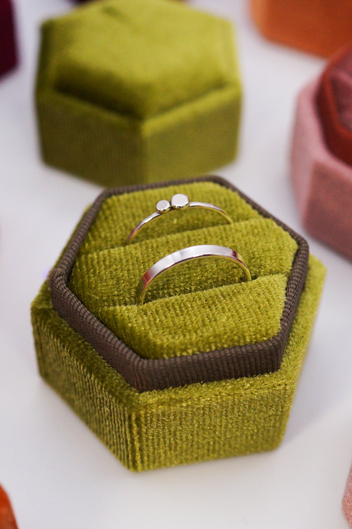 Hexagon Velvet Ring Box