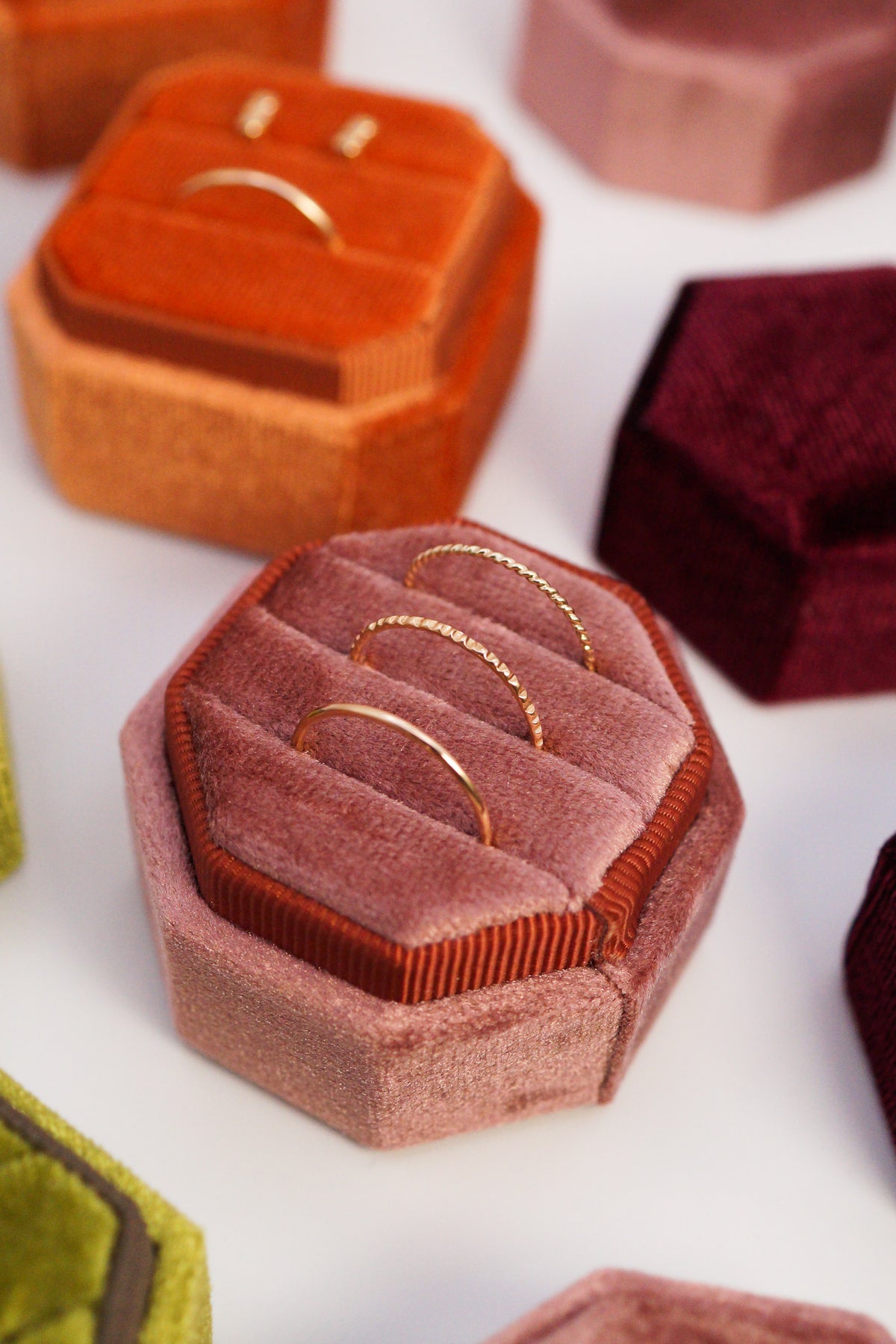 Hexagon Velvet Ring Box