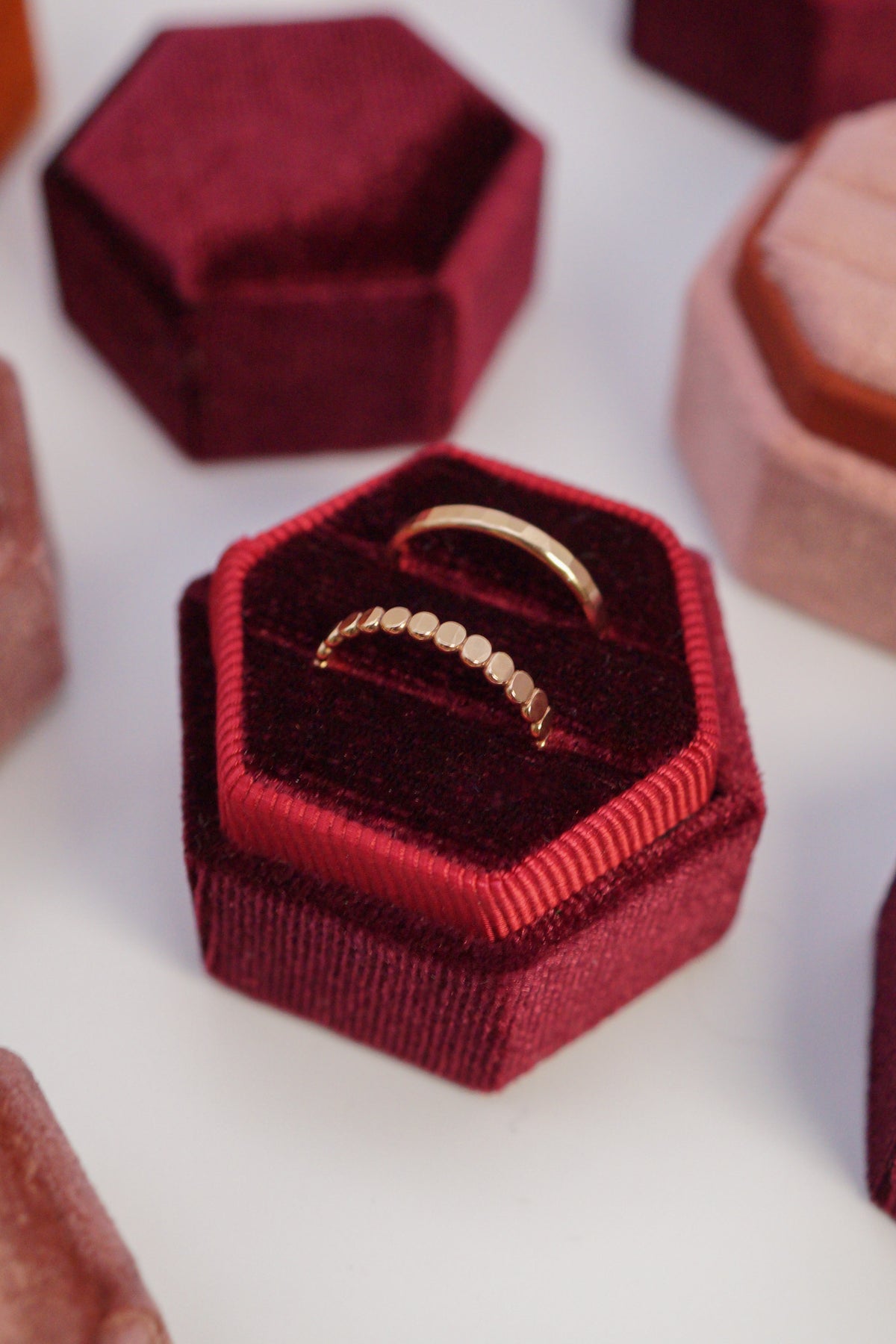 Hexagon Velvet Ring Box