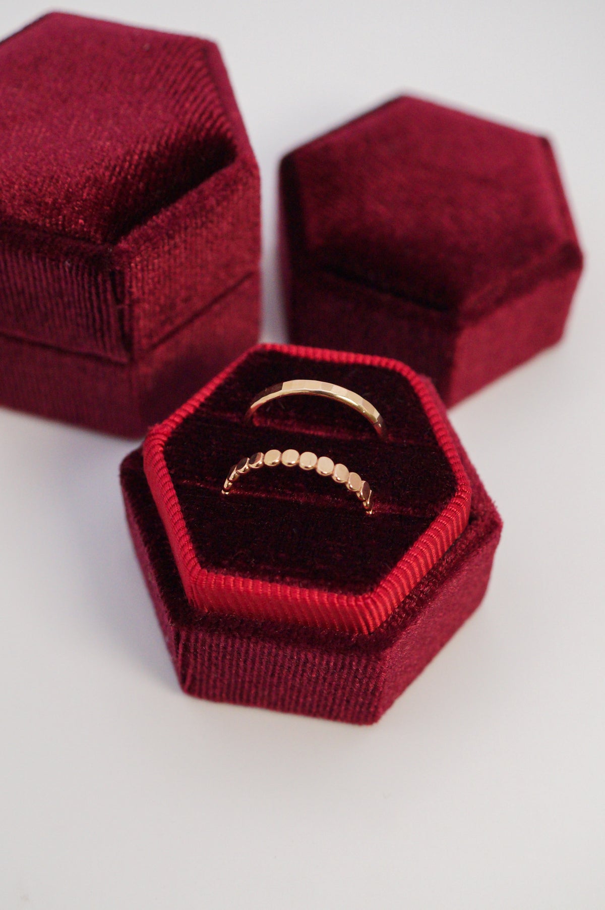 Hexagon Velvet Ring Box