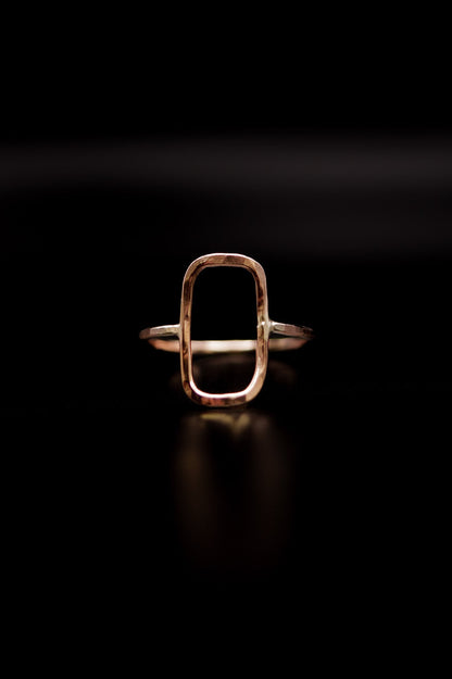 Rectangle Ring, Solid 14K Rose Gold