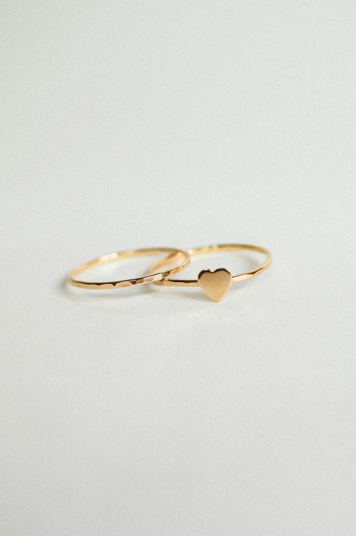 Heart Set of 2 Stacking Rings, 14K Gold Fill