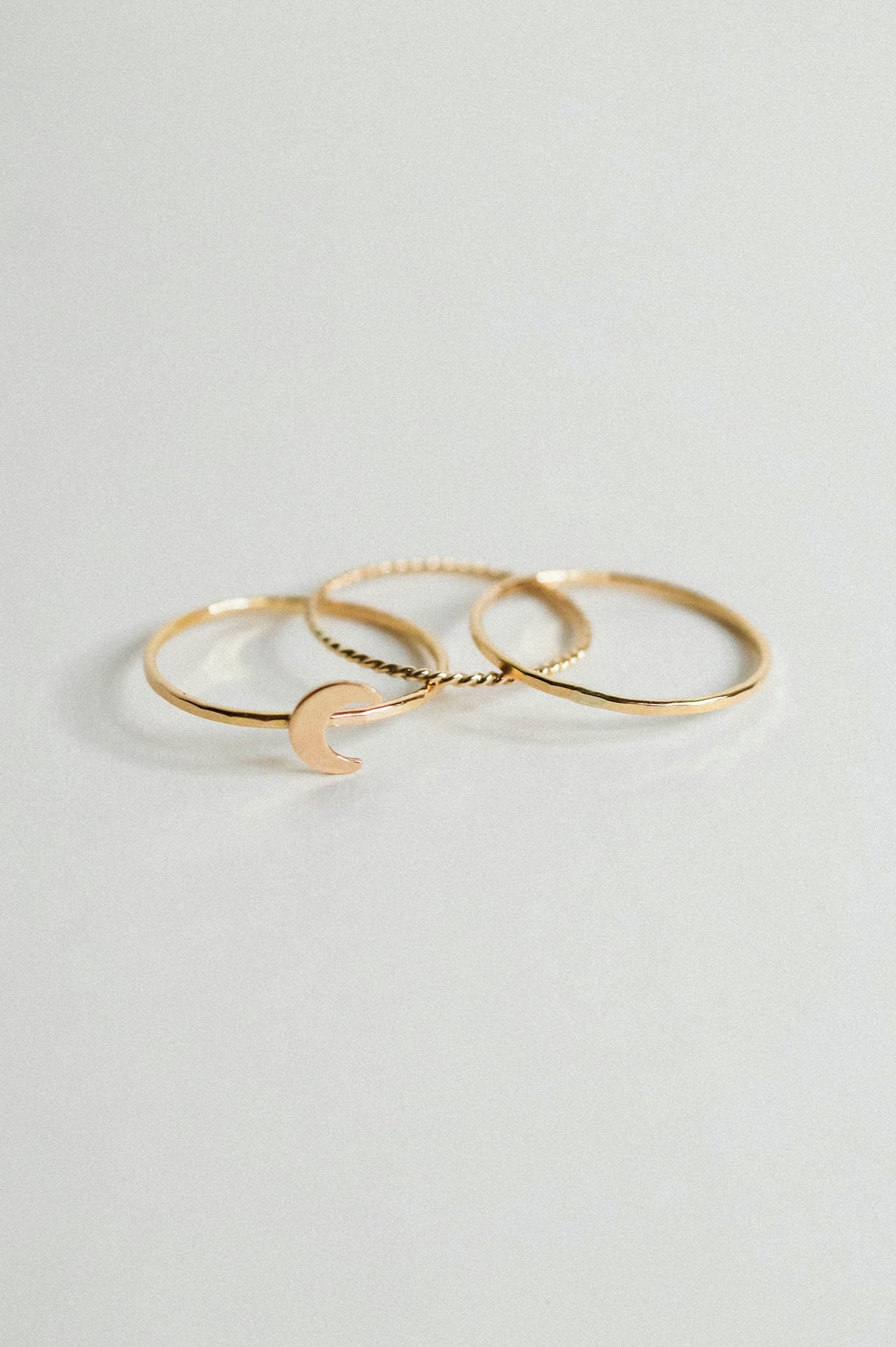 Moon Set of 3 Stacking Rings, 14K Gold Fill