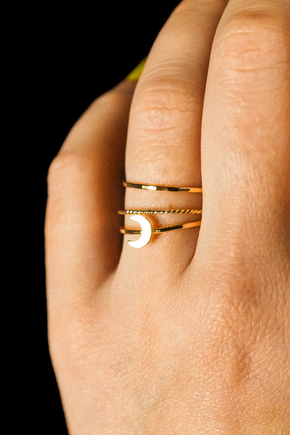 Moon Set of 3 Stacking Rings, 14K Gold Fill