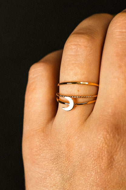 Moon Set of 3 Stacking Rings, 14K Gold Fill
